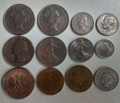 lot monede vechi de colectie numismatica Romania, Franta, Elvetia, UK, USA etc. foto