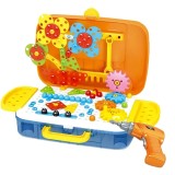 Joc Educativ Montessori Puzzle Mozaic Suruburi, Saibe, Surubelnita, Valiza 276 Piese, Model 2D 3D, 3-10 Ani