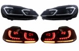 Faruri LED si Stopuri FULL LED VW Golf 6 VI (2008-2013) Facelift G7.5 Look Silver Semnalizare Secventiala LHD Performance AutoTuning