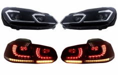 Faruri LED si Stopuri FULL LED VW Golf 6 VI (2008-2013) Facelift G7.5 Look Silver Semnalizare Secventiala LHD Performance AutoTuning