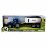 Tractor albastru cu cisterna, cu lumini si sunete, Maxx Wheels, 44 cm