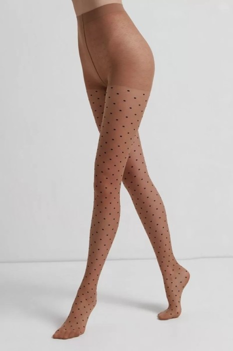 Ciorap cu model plasă cu puncte, Conte Fantasy Pois - Bronz, 3-M Standard