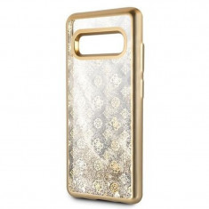 Husa de protectie, Guess Peony Liquid Glitter, Samsung Galaxy S10 Plus, Auriu foto