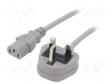Cablu 3x1mm2 BS 1363 (G) IEC C13 mamă 3m gri 3A LIAN DUNG