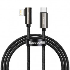 Cablu Alimentare si Date Baseus Legend Elbow Fast Charging USB Type-C la Lightning Iphone PD 20W braided 1m Negru foto