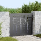 vidaXL Poartă de grădină Negru 105 x 100 cm Oțel vopsit &icirc;n pulbere