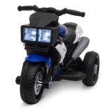 HOMCOM Motocicletă Electrică Copii 3-6 Ani, 3 Roți, Baterie 6V, din PP și Metal, Albastru &Icirc;nchis și Negru, 86x42x52cm | Aosom Romania