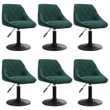 Cumpara ieftin Scaune de sufragerie pivotante 6 buc, verde inchis, catifea