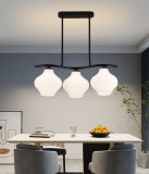 Lustra suspendata moderna LM521/3BK, 3xE27, negru alb, 59x20x25 cm