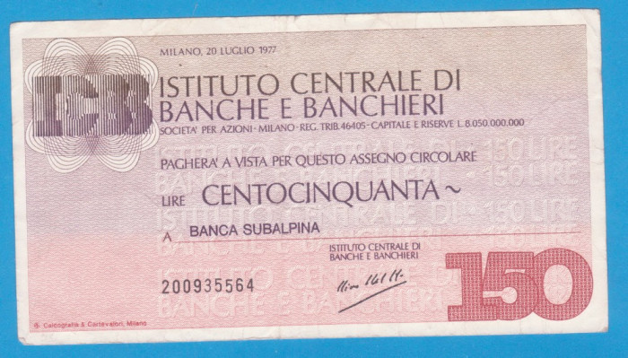 (2) CEC BANCAR ITALIAN - INSTITUTO CENTRALE DI BANCHE E BANCHIERI- 150 LIRE 1977