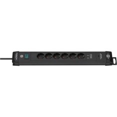 Prelungitor Brennenstuhl Premium-Line, 2xUSB 3100 mA, Power Delivery 1xUSB-C 18W, 6 prize, buton On/Off, cablu H05VV-F 3G1.5 , 3m