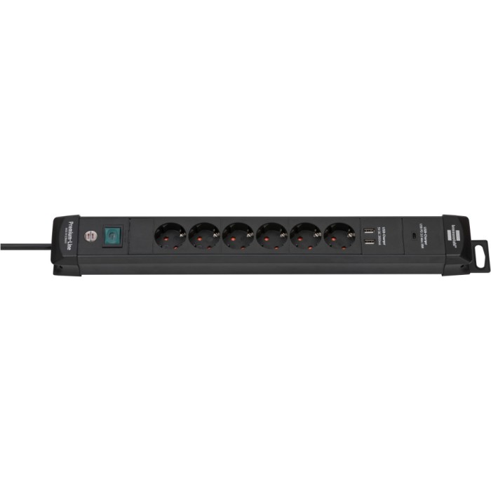 Prelungitor Brennenstuhl Premium-Line, 2xUSB 3100 mA, Power Delivery 1xUSB-C 18W, 6 prize, buton On/Off, cablu H05VV-F 3G1.5 , 3m