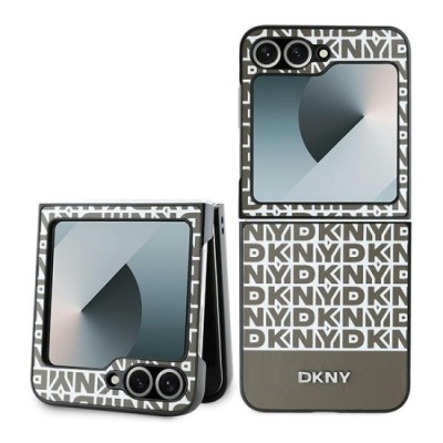 Husa Samsung Galaxy Z Flip6 - DKNY Leather Repeat Pattern Bottom Stripe (DKHCZF6PSOSPW) - Brown foto