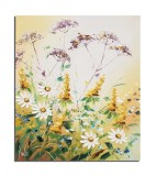 Tablou 3D cu flori pictat manual, Margarete in camp, 60x50cm ulei pe panza, Valentin Pop