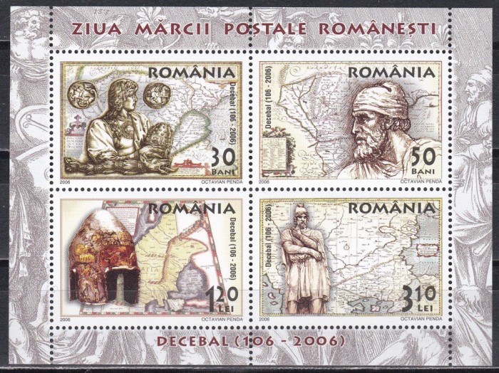 RO 2006, LP.1730 - Ziua Maecii postale romanesti &quot;Decebal&quot;,Bloc, MNH