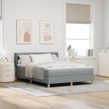 VidaXL Pat cu Saltea cu Arcuri Gri deschis 140 x 200 cm țesătură