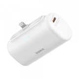 Baterie Externa Baseus Compact, 5000mAh, 20W, PD, 1 x Lightning - 1 x USB-C, Alba P10068307213-00