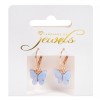 Cercei Femei, Model Fluture, Metal, Culoare Aurie, Fluture Albastru, Diametru 1cm, Lungime 3cm, Oem