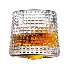 Pahar whiskey, Deluxe, Rotating Diamond, 160 ml, 7.3 x 6.8 cm, designul inovator, pereti grosi, texturati, baza rotativa impresionanta