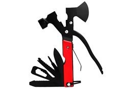 Kit supraviețuire 17in1, multifuncțional, oțel inoxidabil, roșu/negru, 18x8 cm