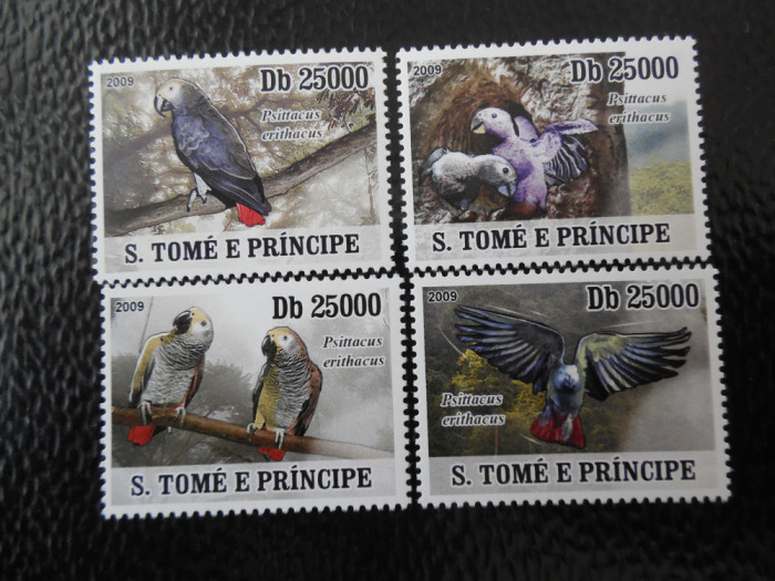 Sao Tome-Fauna wwf,pasari-serie completa,nestampilate MNH