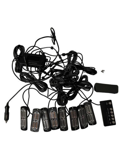 Kit 8 stroboscoape portocalii 12/24V cu telecomanda pe fir