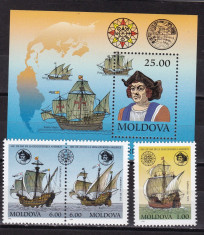 Moldova 1992 navigatie MI 46-48 + bl.3 MNH w57 foto