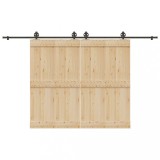 VidaXL Set feronerie pentru uși glisante, negru, 366 cm, oțel