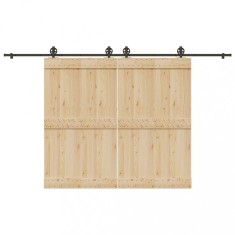 vidaXL Set feronerie pentru uși glisante, negru, 366 cm, oțel