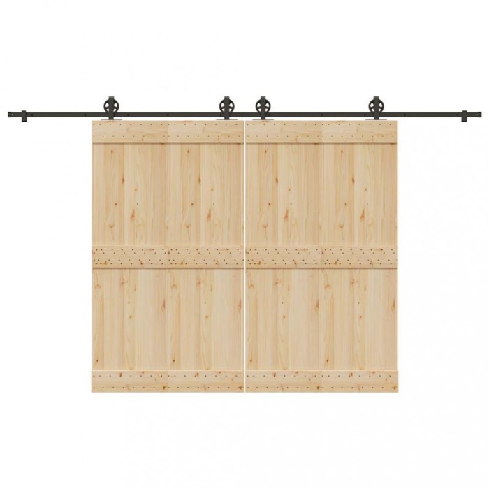 Set feronerie pentru uși glisante, negru, 366 cm, oțel