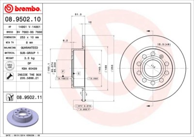 BREMBO 08.9502.11 PRIME LINE - UV Coated Disc frana foto