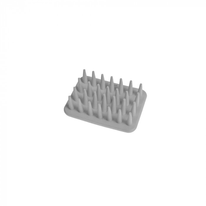 Perie hard pentru masaj si indepartarea parului de caine si pisica, plastic, gri, 90x64x38 mm