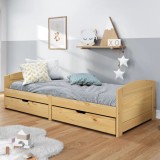 VidaXL Pat de zi cu 2 sertare &quot;IRUN&quot;, 90x200 cm, lemn masiv pin