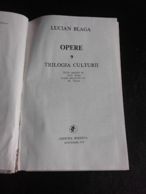 OPERE 9, TRILOGIA CULTURII - LUCIAN BLAGA foto