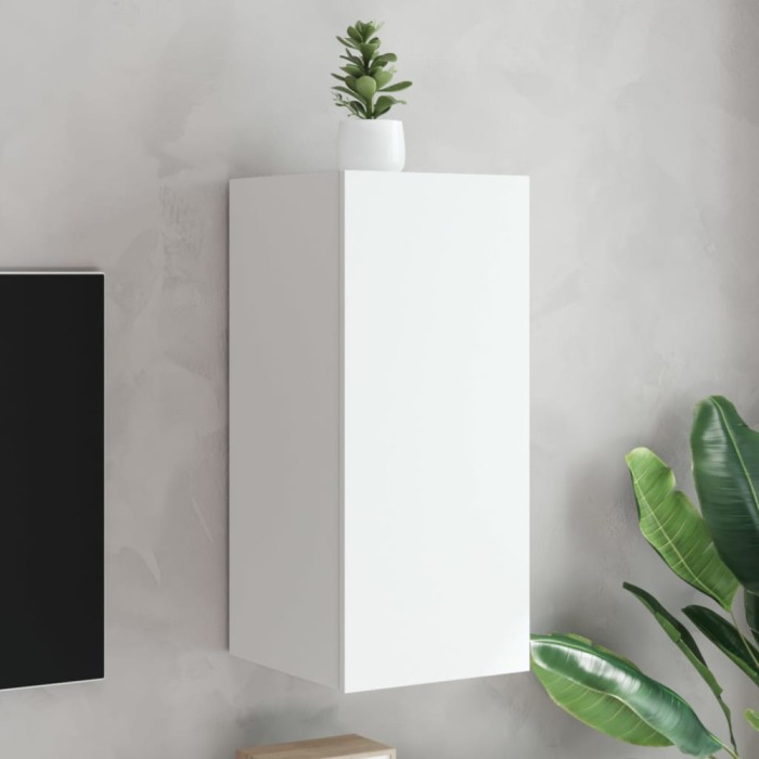 Gossi comoda tv de perete cu lumini led, alb, 30,5x35x70 cm