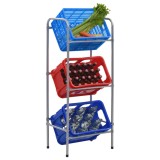 VidaXL Raft de depozitare pentru 3 lăzi, argintiu, 50x33x116 cm, oțel