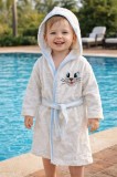 Halat de baie pentru baieti ivoire Pisicuta (Marime Disponibila: 2-3 ani)