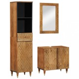 Set mobilier de baie, 3 piese, lemn masiv de mango