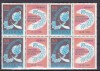 ROMANIA 1961 LP 530 a ZIUA MARCII POSTALE ROMANESTI BLOC 4 TIMBRE CU VINIETE MNH, Nestampilat