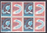 ROMANIA 1961 LP 530 a ZIUA MARCII POSTALE ROMANESTI BLOC 4 TIMBRE CU VINIETE MNH, Nestampilat