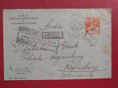 1938 - PLIC RECOMANDAT CIRCULAT IN GERMANIA foto