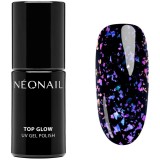 NEONAIL Top Glow lac gel de unghii pentru acoperirea superioară culoare Violet Aurora Flakes 7.2 ml