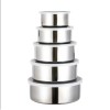 Set 5 Caserole Inox cu Capac, Argintiu, Rotunde, Dimensiuni Variate, Depozitare Alimente