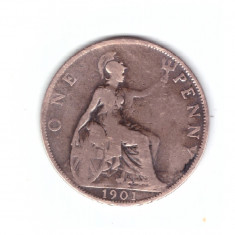 Moneda Marea Britanie 1 penny 1901, stare relativ buna, curata