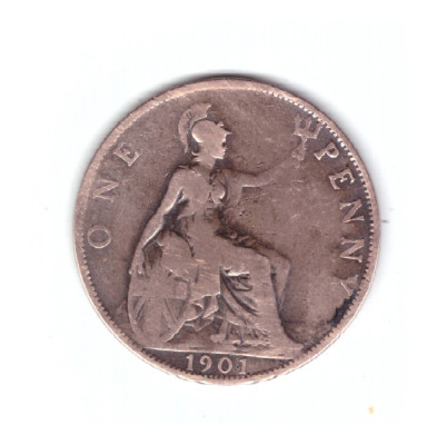 Moneda Marea Britanie 1 penny 1901, stare relativ buna, curata foto