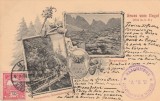 1912 Gruss vom Negoi (Salutari de pe Varful Negoiu) - ilustrata turistica litografiata cu stampila SKV de cabana