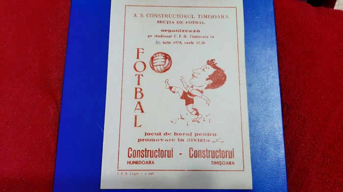 program Constr. Timisoara - Constr. Hunedoara