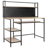 HOMCOM Birou cu depozitare birou informatic cu 4 rafturi, blat mare și panou negru pentru sufragerie cameră 120L x 53l x 126&Icirc; cm, stejar și negru | Ao