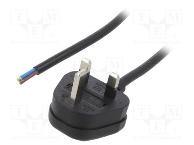 Cablu 3x1mm2 BS 1363 LIAN DUNG cu mufă PVC 1m negru 13A 250V foto
