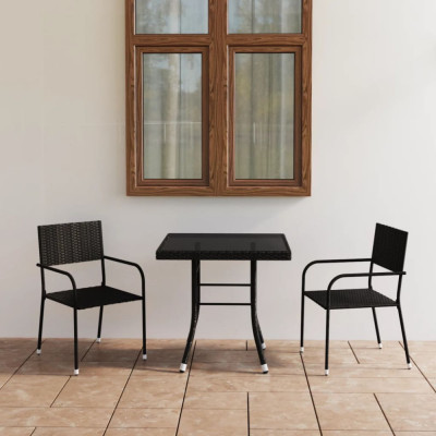 Set mobilier de gradina, 3 piese, negru, poliratan foto